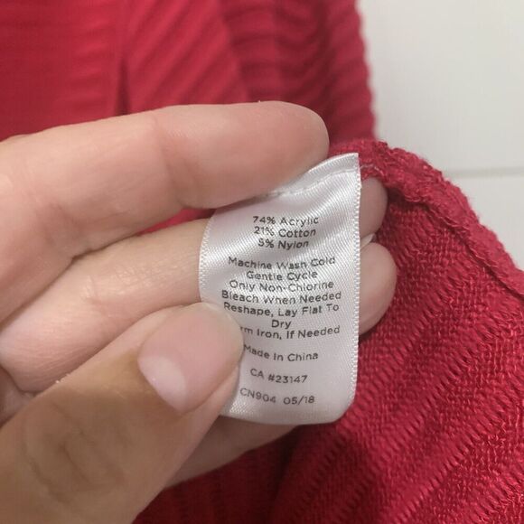 Talbots Plus Sz 3X Knitted Ribbed Cardigan Open Front Long Sleeve Hot Pink - Picture 5 of 7